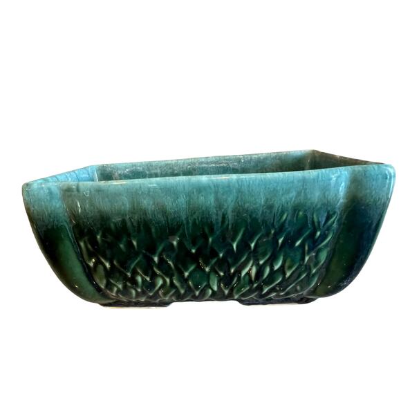 Vintage Ungemach Pottery Co Low Emerald Green Rectangular Planter Pot - Picture 4 of 8